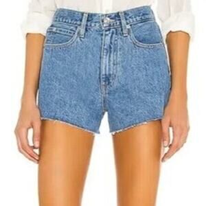 SLVRLAKE Farrah Blue Cut Off High Waist Denim Shorts